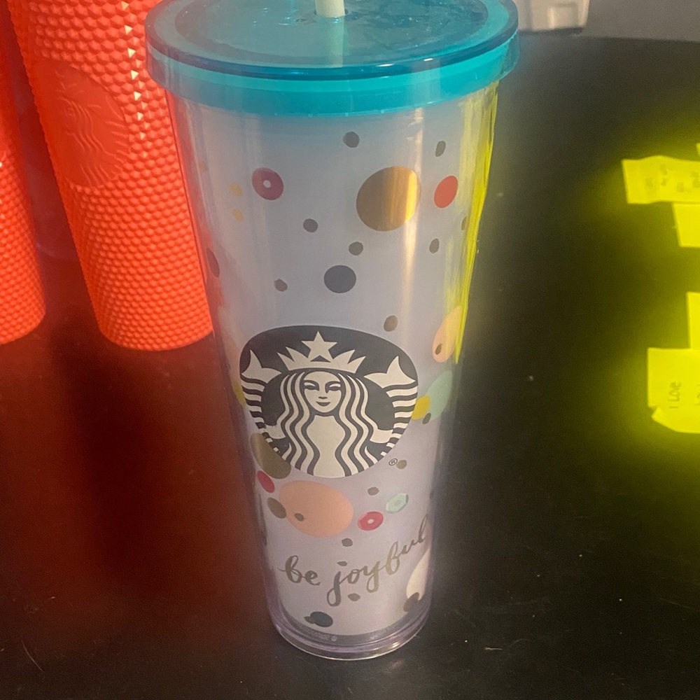 Starbucks Multicolor Be Joyful Tumbler with Straw